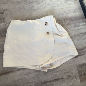 Love Tree Cream Mini Wrap Skort Casual